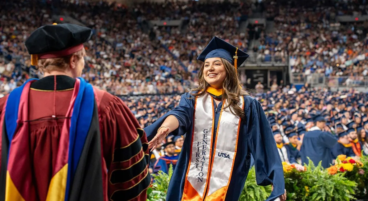 Student Crossing Stage